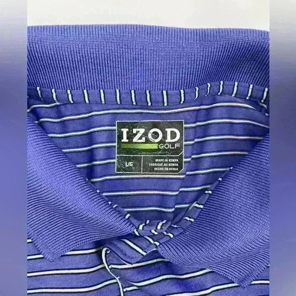 Izod Golf Mens Short‎ Sleeve Striped Polo Shirt. Sz Large & Purple - Picture 2 of 8